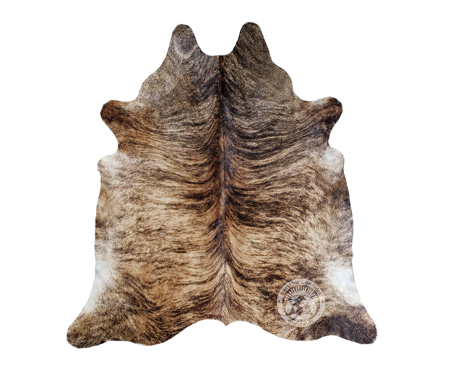 Sunshine Cowhides 100% Genuine Brindle Cowhide Rug - Modern Style Animal Skin Rug & Floor Carpet for Living Room, Bedroom, Kitchen & More - Extra Large (6x7-8 Ft.)
