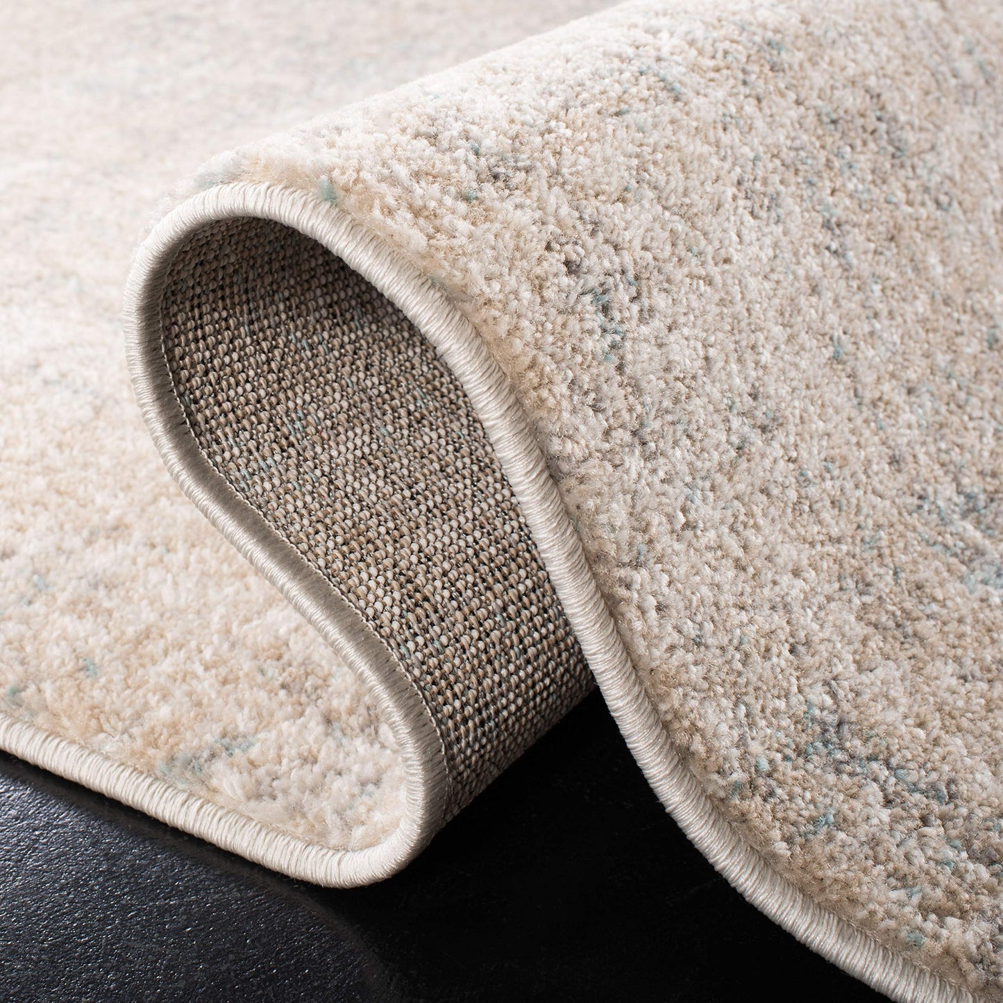 SAFAVIEH Adirondack Collection Area Rug - 8' Square, Beige & Slate, Modern Abstract Design, Non-Shedding & Easy Care, Ideal for High Traffic Areas in Living Room, Bedroom (ADR207B)