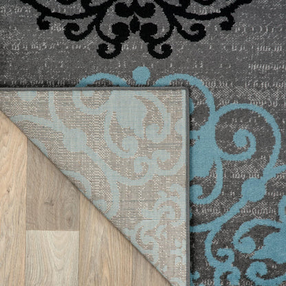 Rugshop Contemporary Modern Floral Carpet Alfombras Perfect for high Traffic Areas of Your Living Room,Bedroom,Home Office,Kitchen Area Rug 5'3" x 7'3" Gray