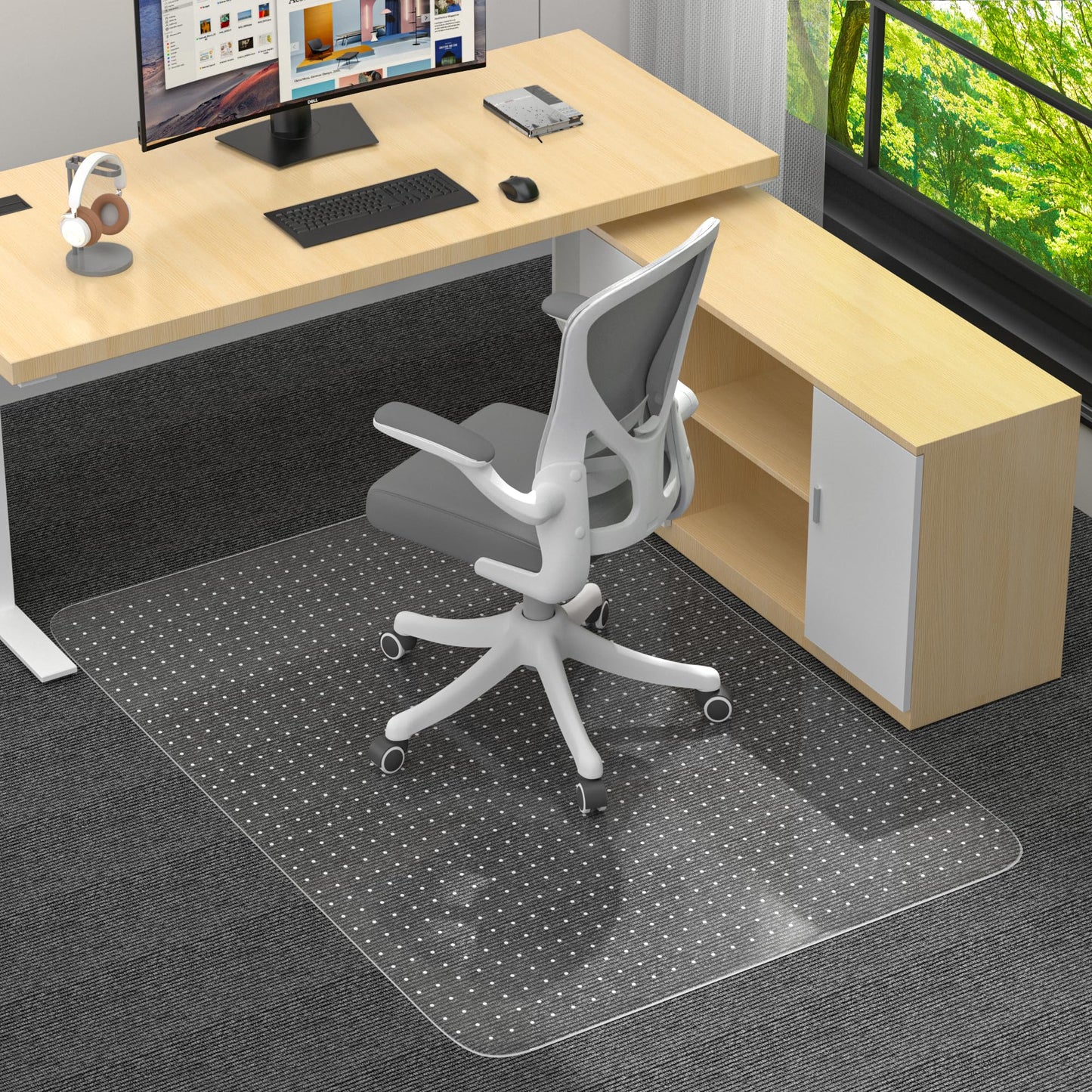 Office Chair Mat for Low Pile Carpet with Lip, 36" x 48" Clear Heavy Duty Plastic Floor Protector for Smooth Rolling Desk & Computer Chairs, Under Desk Chair Mat for Home Office