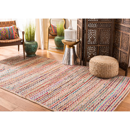 SAFAVIEH Cape Cod Collection Area Rug - 9' x 12' Oval, Natural & Multi, Handmade Boho Braided Jute, Ideal for High Traffic Areas in Living Room, Bedroom (CAP251A)