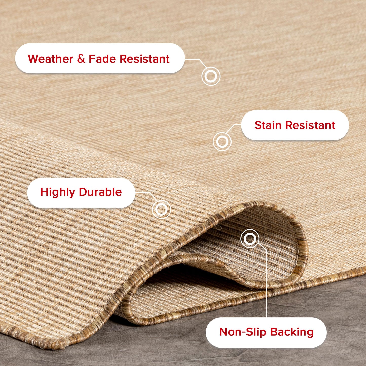 Nuloom Outdoor Performance Collection Nakia Brown/Ivory, 8' x 10', Soft and Cozy, High Traffic, Stain Resistant, Easy Clean, Durable Area Rug for Indoor/Outdoor Patio, Deck, Porch, Garden, Courtyard