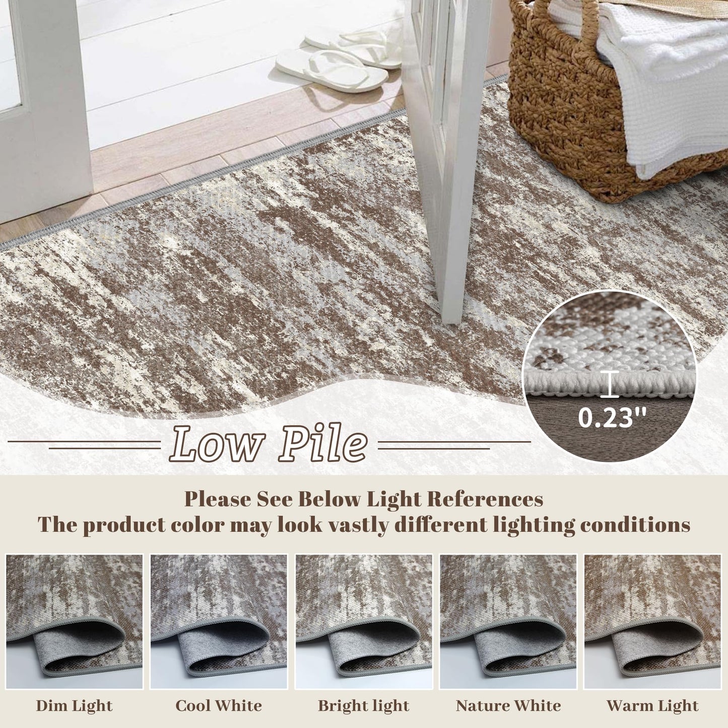 TTelephant Runners for Hallways Ultra Non-Slip 2x10 Long Runner Rugs Washable Abstract Tear and Stain Resistance No Pile Lightweight Modern Rug Runners for Entryway, Kitchen, Walkway, Entrance, Brown