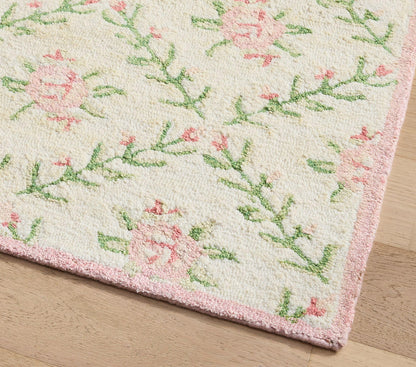 Anthrofy Brix Area Rug – 5’ x 8' – Handmade Wool Area Rugs – Floral Pink – Rugs for Living Room, Bedroom – Anti-Skid – Carpets with Non-Slip Natural Backing with 100% Cotton