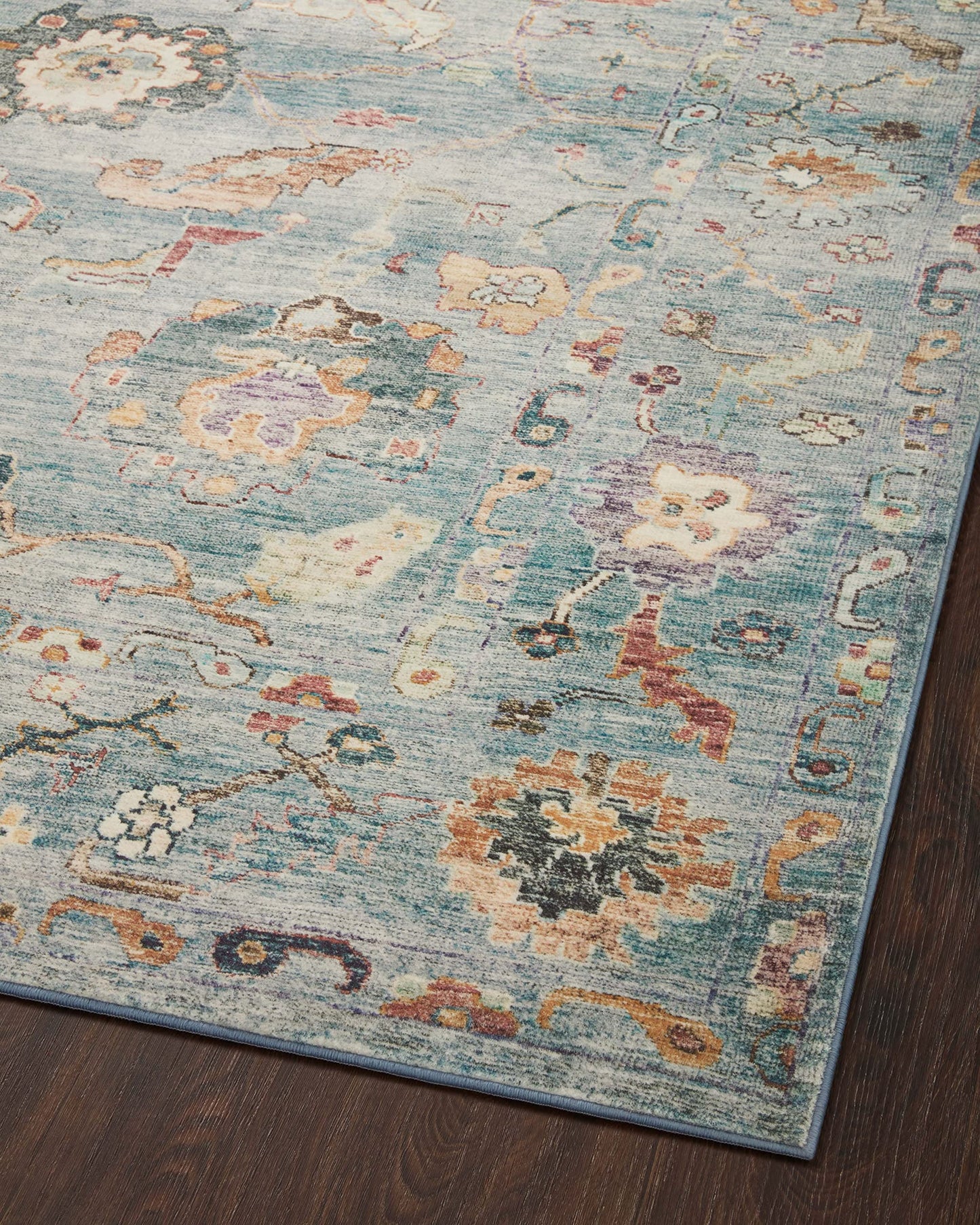 Loloi Margot Collection MAT-06 Denim/Multi 5'-0" x 7'-6" Area Rug feat. CloudPile, No-Shed Easy Clean Large Patterned Area Rug for Living Room, Bedroom, Dining Area