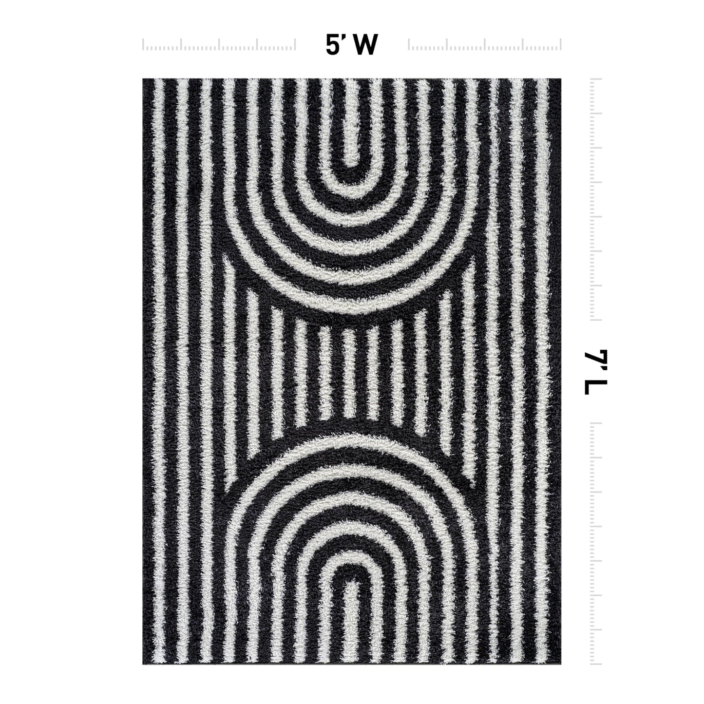 Rugshop Abstract Arch Shag Area Rug Anthracite Dark Gray 5' x 7' Great for Bedrooms, Living Rooms, or Under Coffee Tables