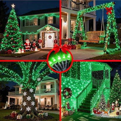 340 LED 90FT Christmas String Lights Outdoor, 12 Pro Modes and Timer Memory & Brightness, Plug in Outdoor Waterproof Clear Wire Twinkle Light for for Xmas Yard Tree Wedding Party Decor (Green)