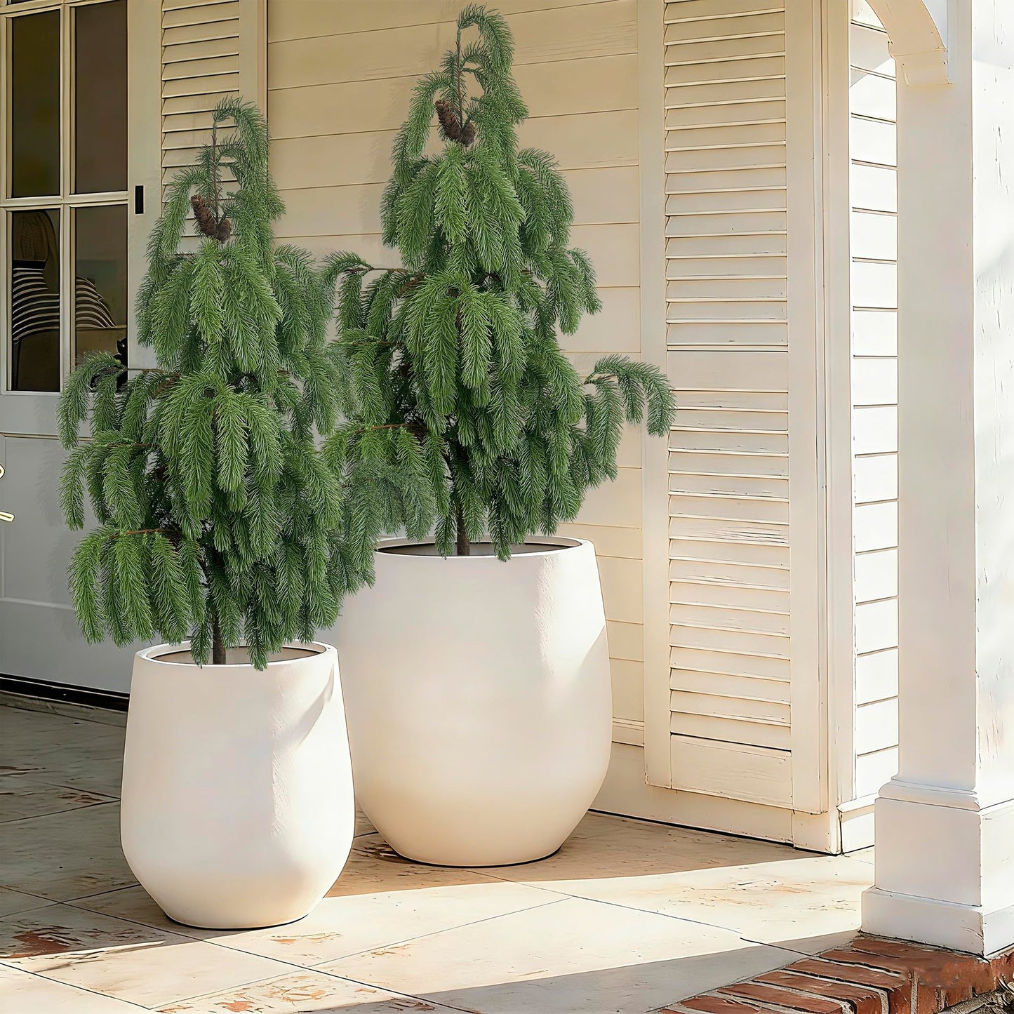 4FT Artificial Norfolk Pine Tree 2-Pack, Real Touch Faux Potted Plants in Black Pot, Fake Christmas Greenery for Indoor Outdoor Front Porch, Entryway, Year-Round Home Decor & Housewarming Gift