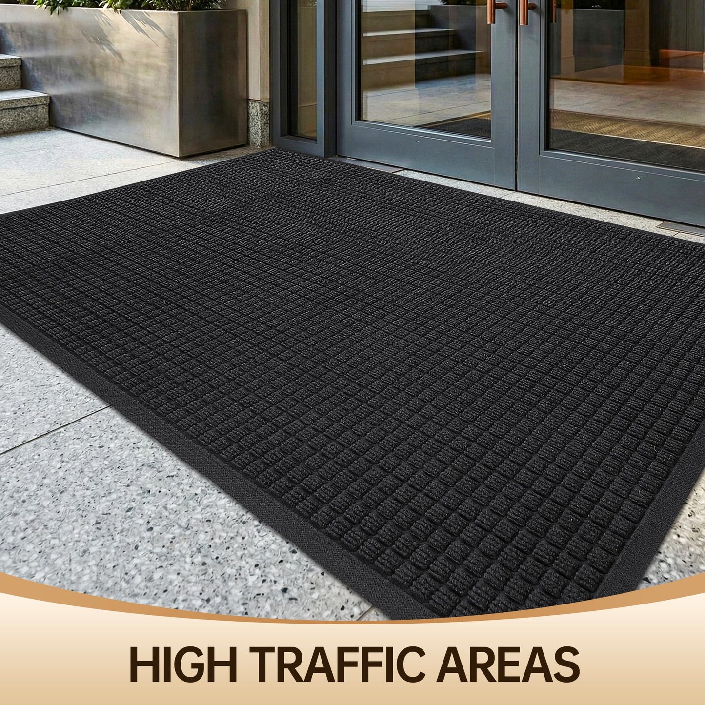 Amyracel Front Door Mat Indoor Outdoor Entrance, 36" x 48" Heavy Duty Commercial Floor Mat, All-Season Waterproof Rubber Back Doormat for Entryway, Fade Resistant, Low Profile, Easy Clean