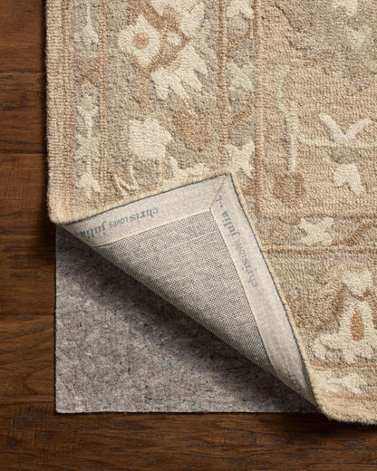 Loloi Chris Loves Julia Dorothea Collection DRT-02 Khaki/Dove 7'-9" x 9'-9" Area Rug Wool Neutral Floral Living Room Bedroom Carpet