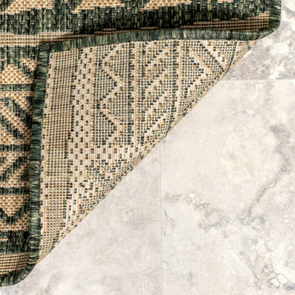 nuLOOM Outdoor Performance Abbey Green/Brown, 5' x 8', Tribal, Soft and Cozy, High Traffic, Performance, Weather Resistant Area Rug for Indoor/Outdoor Patio, Deck, Porch, Garden, Courtyard