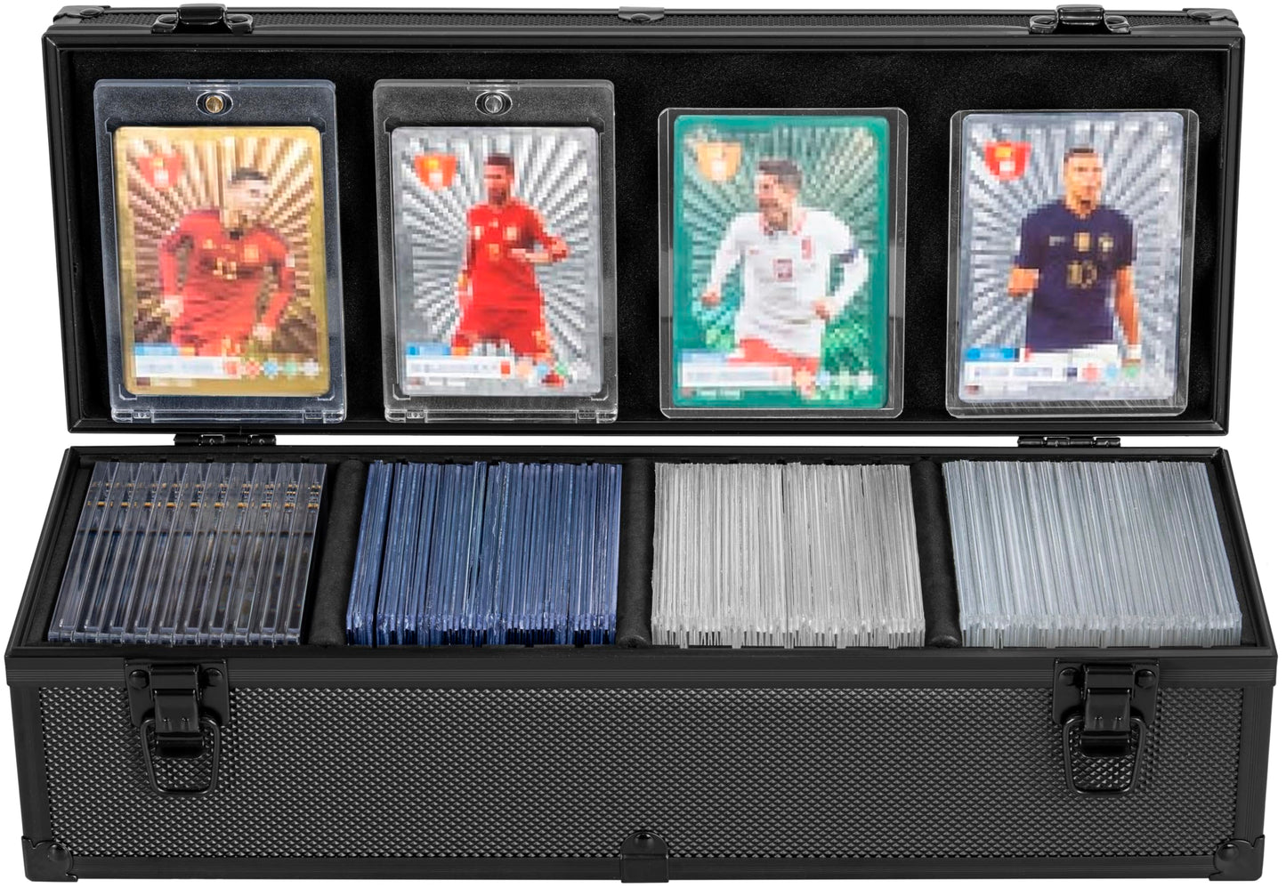 OUUTMEE Toploaders Storage Box for 3" x 4" 35pt Rigid Card, Top Loader Storage with 3 Partition Holds 200+ Toploaders, Magnetic Card Holders