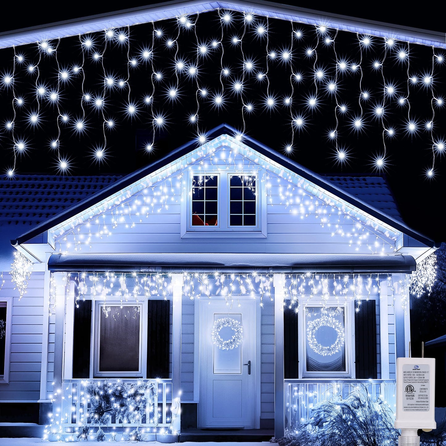 Joomer Christmas Icicle Lights - 33FT Plug in String Lights Waterproof, 8 Modes Timer Connectable Outdoor String Light for Christmas Party, Eaves, Roofs, Xmas Decorations (White)