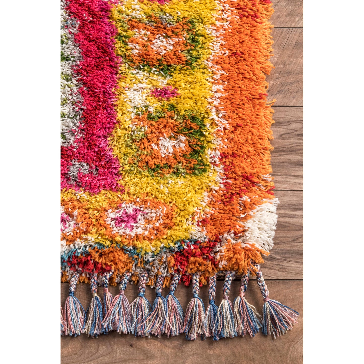 Nuloom Shania Multicolor/Ivory, 2'8" x 8', Moroccan Shag, Soft and Plush, High Traffic, Stain Resistant, Easy Clean, Durable Runner for Bedroom, Living Room, Dining Space, Den, Foyer, Entryway