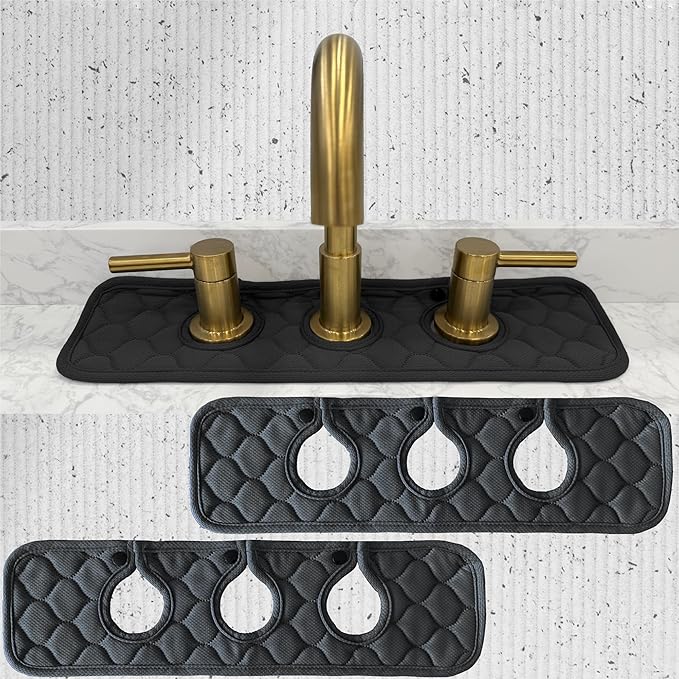 Bathroom Sink Splash Guard 3-Round-Hole : AHA HOMEWARE, Faucet Mat