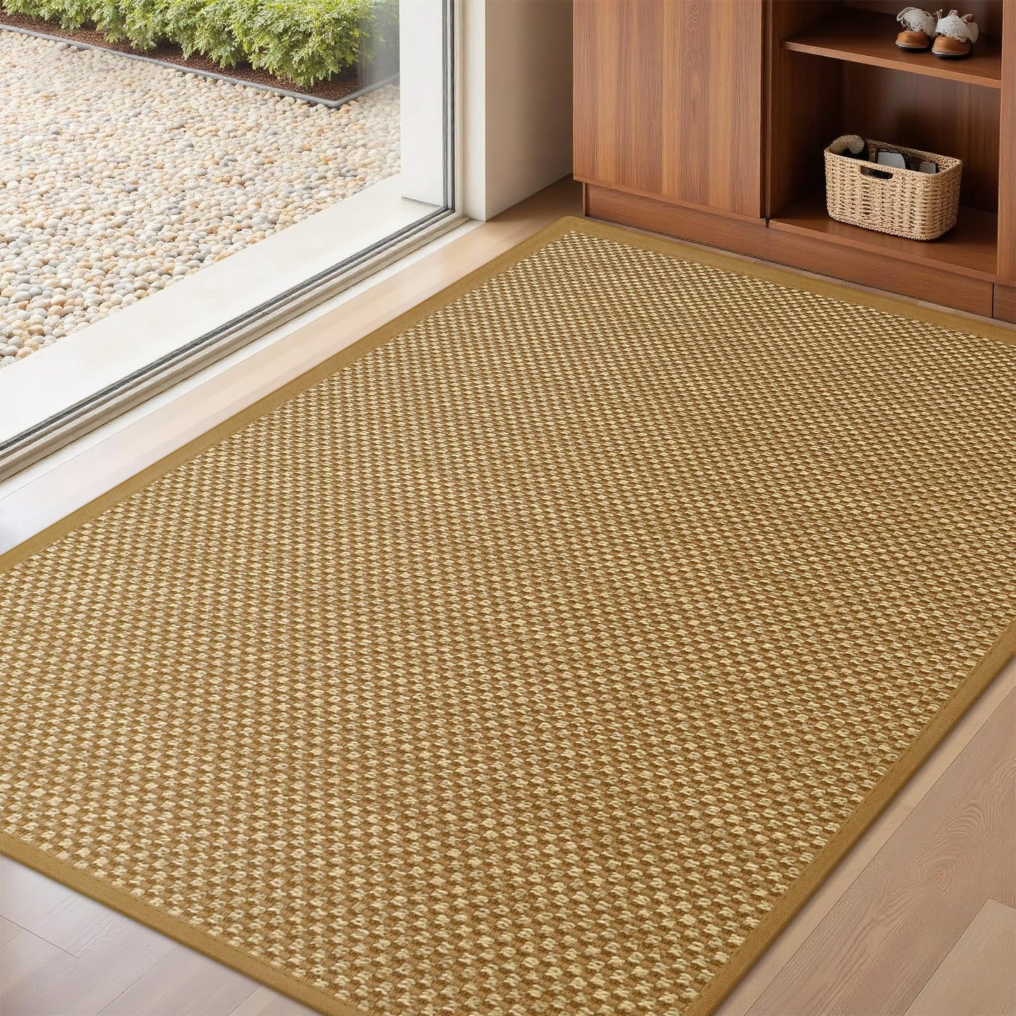 LEKEEPGO Door Mat Indoor Entrance, Indoor Door Mat, 32"x47", Light Brown