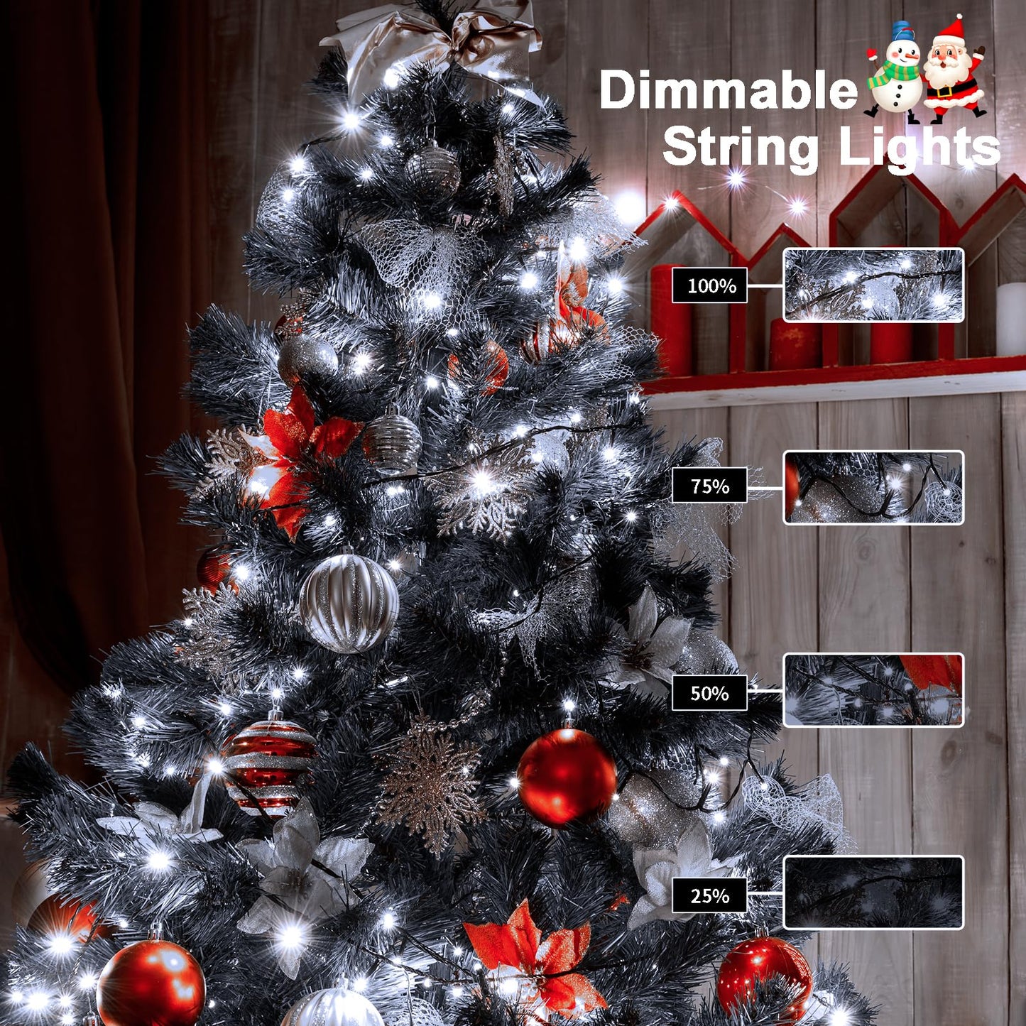ZAIYW 4 Pack String Lights Battery Operated, Total 66Ft 200 LED Christmas Lights with Remote Timer 8 Modes Fairy String Lights Dark Green Wire for Garland Patio Garden Xmas Tree Decor (Cool White)