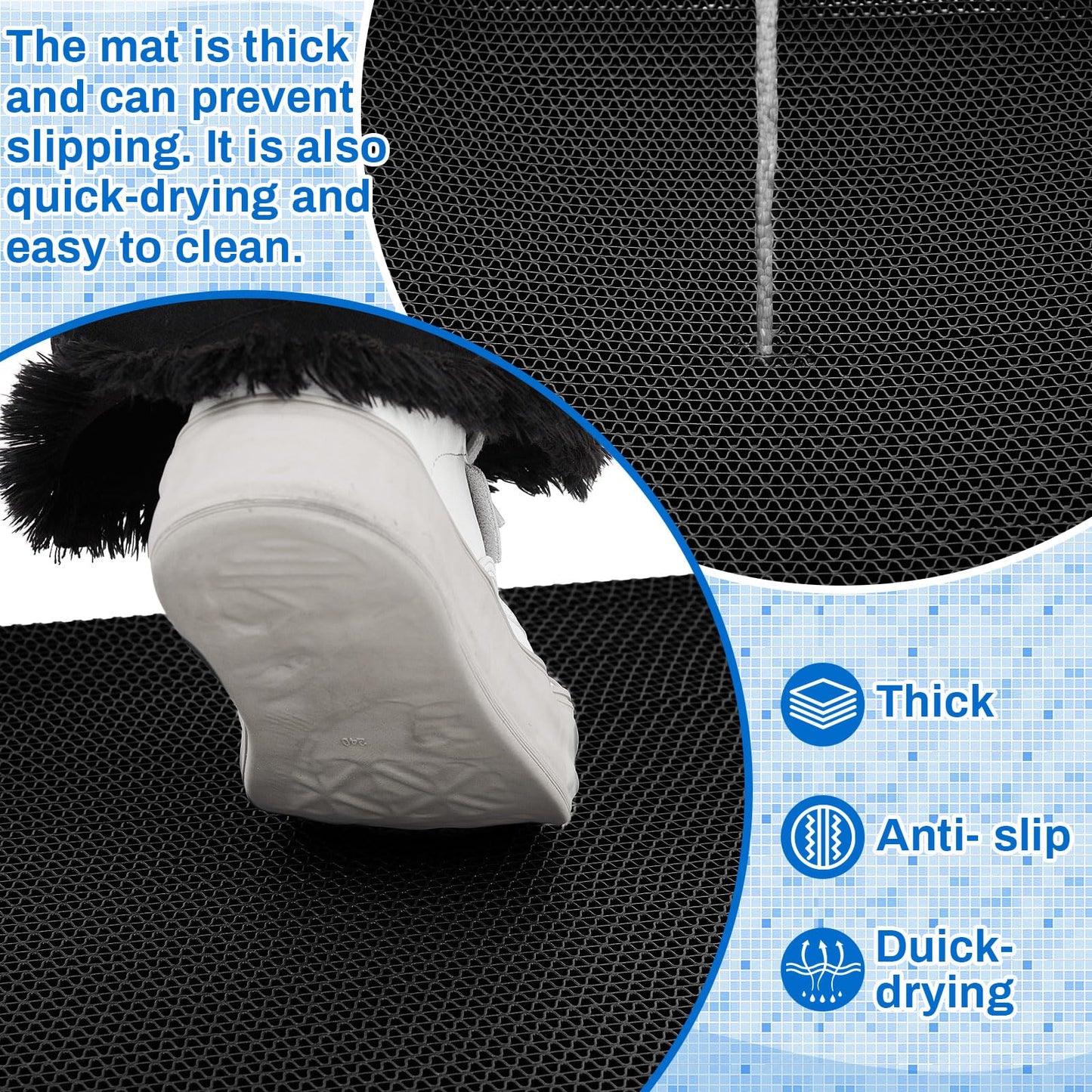 Tinideya 1.3x10 ft Non‑Slip Pool Drainage Floor Mat, Commercial & Indoor Wet Area Anti‑Slip PVC Water Drainage Mat, Cut‑to‑fit Pool, Bathroom, Garage PVC Mesh Flooring, Black