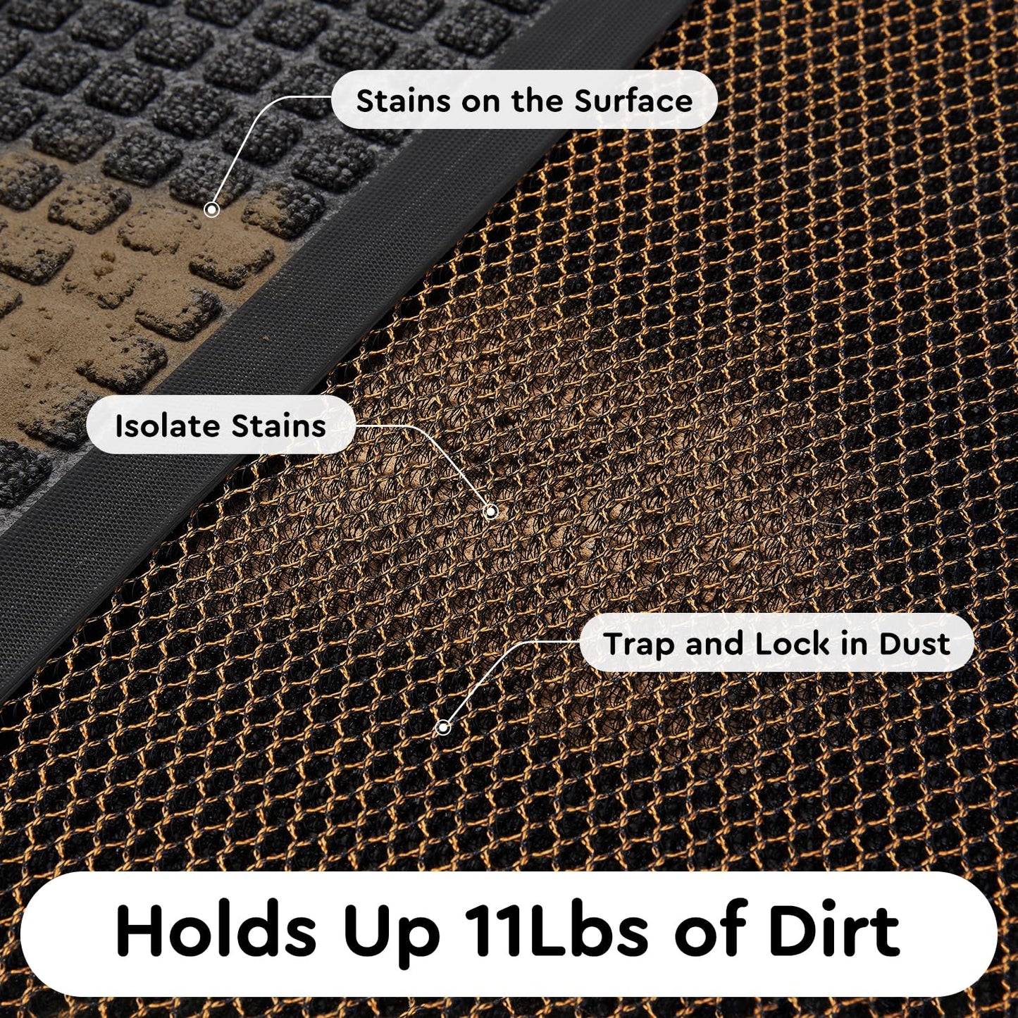 tchdio Front Door Mat Outside Entrance, Dirt Trapper Doormat-Entrance Welcome Matt Durable, Heavy Duty Entry Mat Non Slip Rubber Mats for Outside Stain Resist Door Mats for Entryway, 24"x47" Brown
