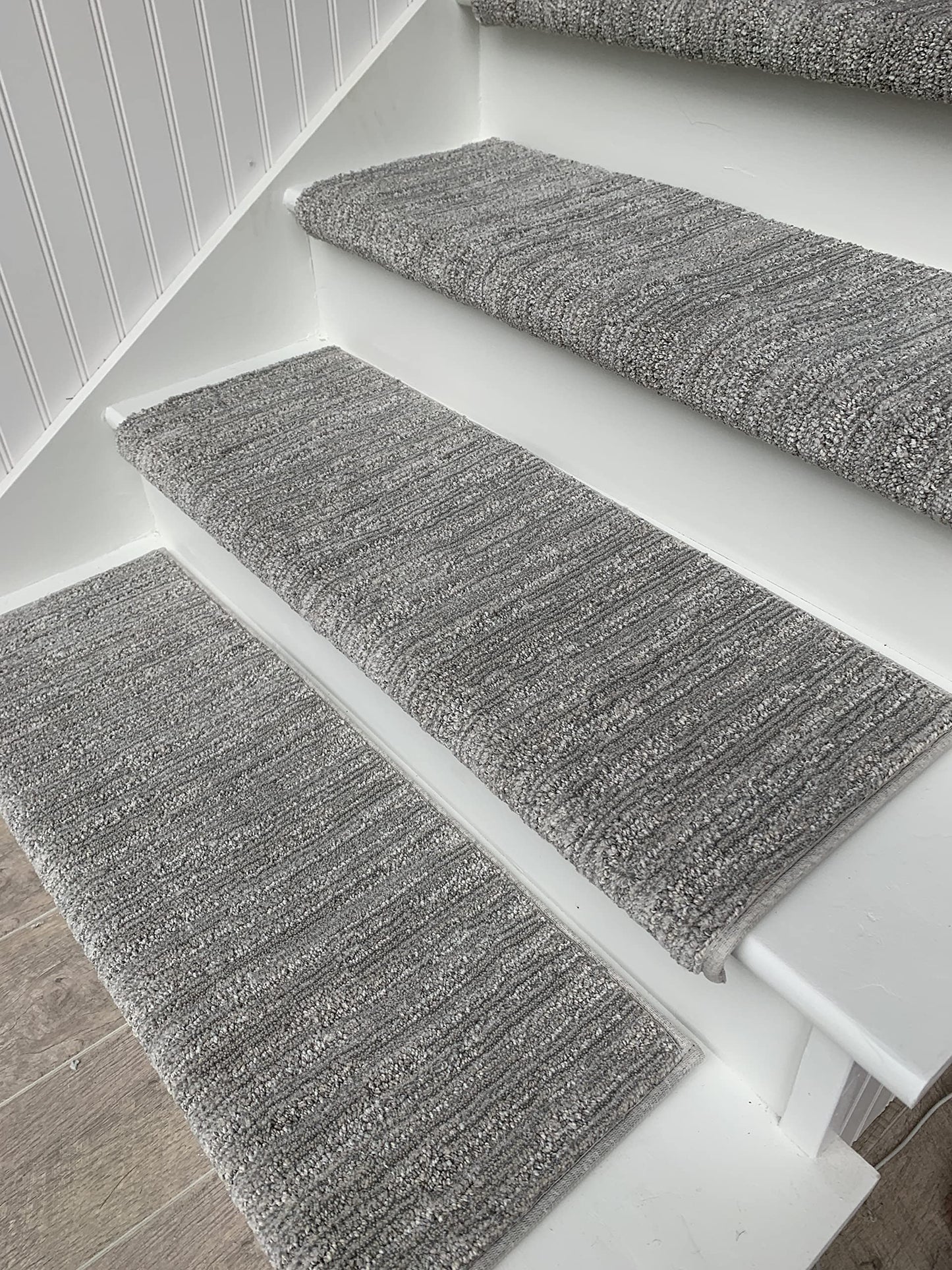 Oak Valley Designs™ Rounded Bullnose Carpet Stair Treads - Anti Slip Indoor Stair Mats for Wooden Stairs, Style: Brindle, Angelica, 27” W X 9.75" D (Set of 14)