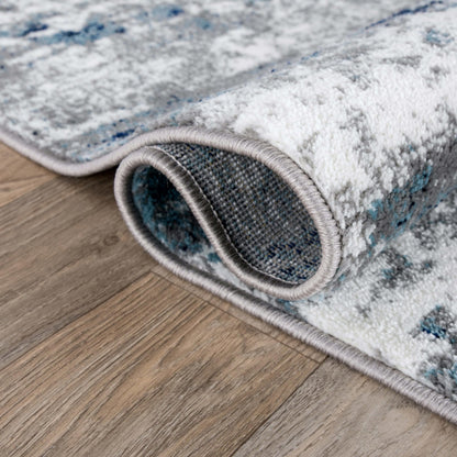 Rugshop Modern Distressed Blue Abstract Oval Area Rug Bohemian Inspired Watercolor for Dining Room, Living Room and Bedroom 5' x 7' Oval