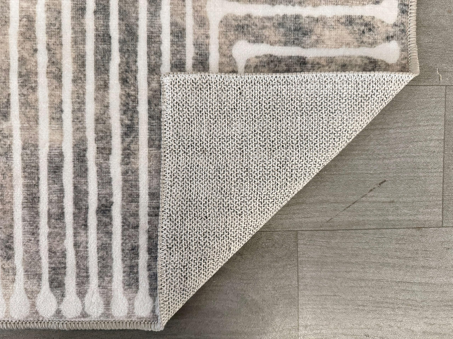 GLN Rugs Contemporary - Ephesus - Machine Washable Area Rug, Modern Washable, Non Slip, Low Pile Area Rug, Entryway, Hallway, Kitchen Rug - Easy Clean (3' x 5' Lines Cream)