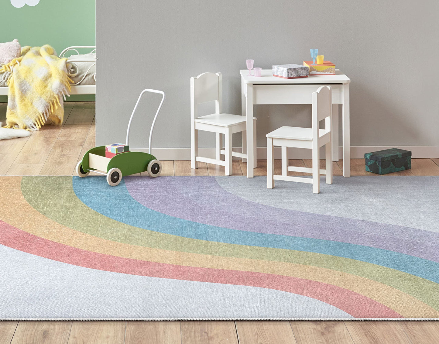 Well Woven Kids Rugs Rainbow 3'3" x 5' Multi Color Modern Flat-Weave Playroom Area Rug