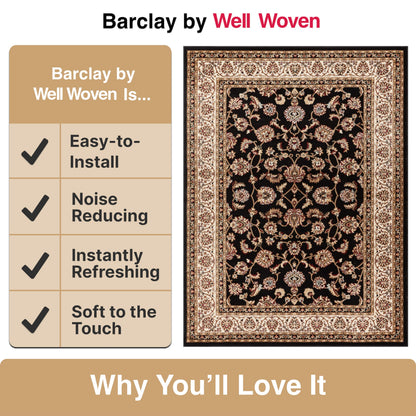 Well Woven Barclay Collection Sarouk Black 5x7 Oval Rug - for Living Room, Bedroom, and Dining Room