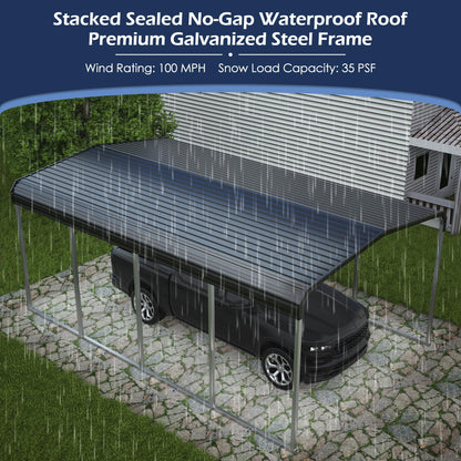 Xilingol Metal Carport, Heavy Duty Carport Canopy with Galvanized Steel Frame and Roof, Outdoor Storage Shed, Car Tent Garage Shelter for Pickup, Truck, Boat and Tractor (12x20 FT)