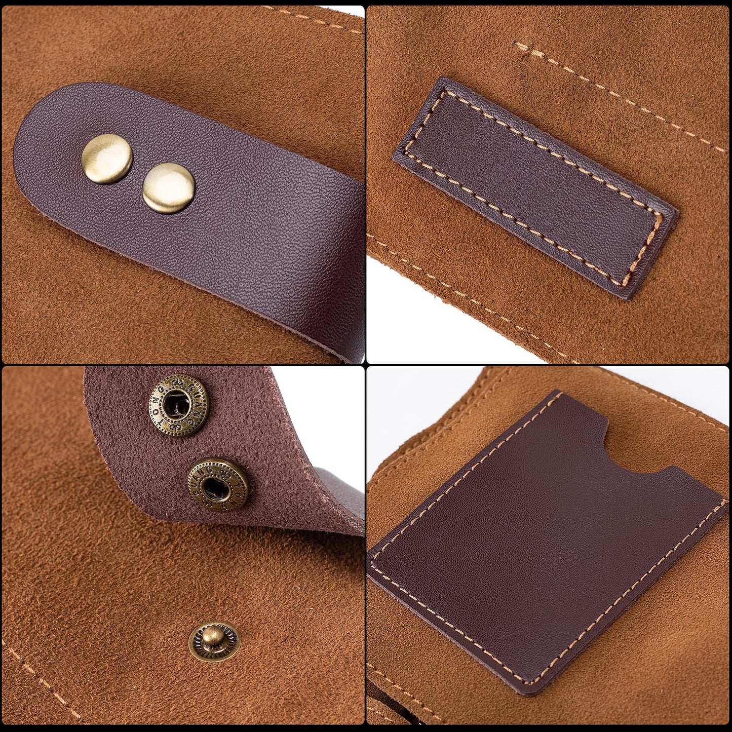 Hair Stylist Scissor Holder Pouch Cases for Hairdressers, Real Leather Scissor Roll Up Bag, Salon Tools Organizer for Barber Hairdresser (V-001-Brown)