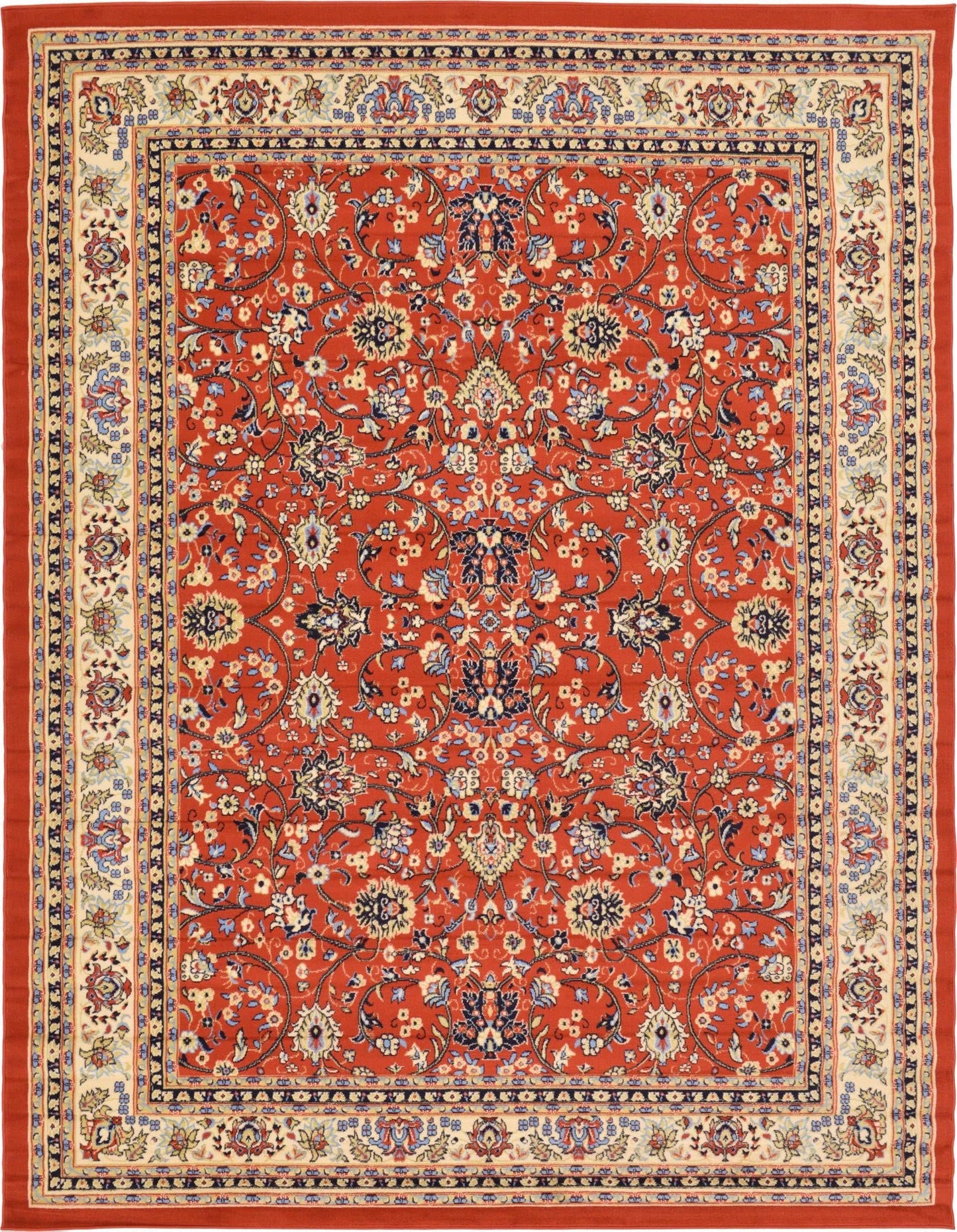 Unique Loom Sialk Hill Collection Area Rug - Washington (9' x 12' Rectangle Terracotta/Cream)