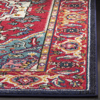 SAFAVIEH Monaco Collection Area Rug - 9' x 12', Red & Turquoise, Boho Oriental Medallion Design, Non-Shedding & Easy Care, Ideal for High Traffic Areas in Living Room, Bedroom (MNC207C)
