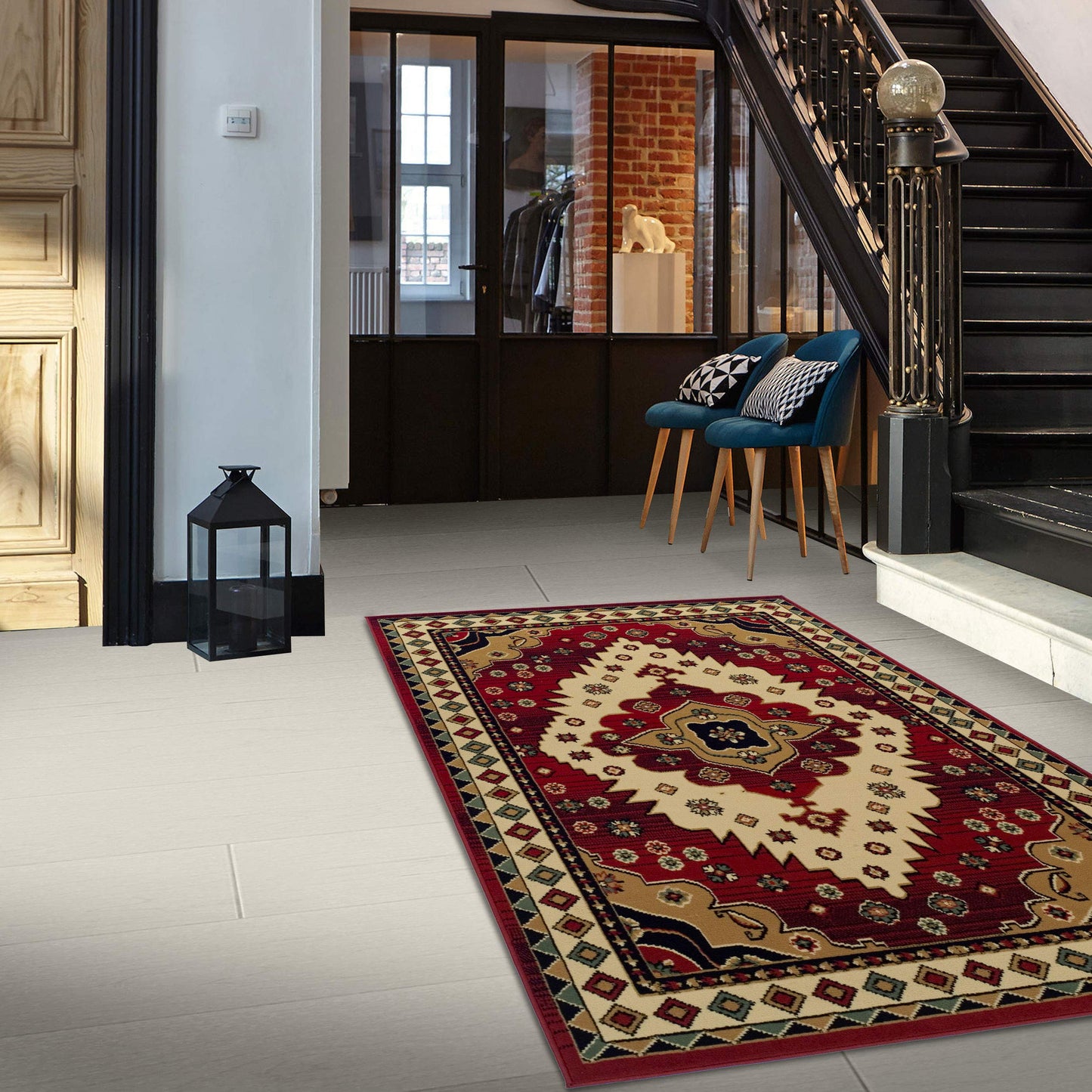 Superior Aztec Collection 4' x 6' Area Rug, Attractive Rug with Jute Backing, Durable and Beautiful Woven Structure, Bright and Bold Southwest Style Bordered Rug