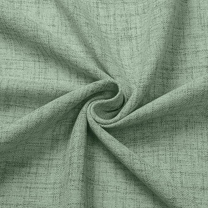 Tollpiz Short Linen Curtains Living Room Rod Pocket Semi Sheer Curtain Burlap Light Filtering Thick Linen Drapes for Bedroom, 54 x 54 inches Long, Sage Green, Set of 2 Panels