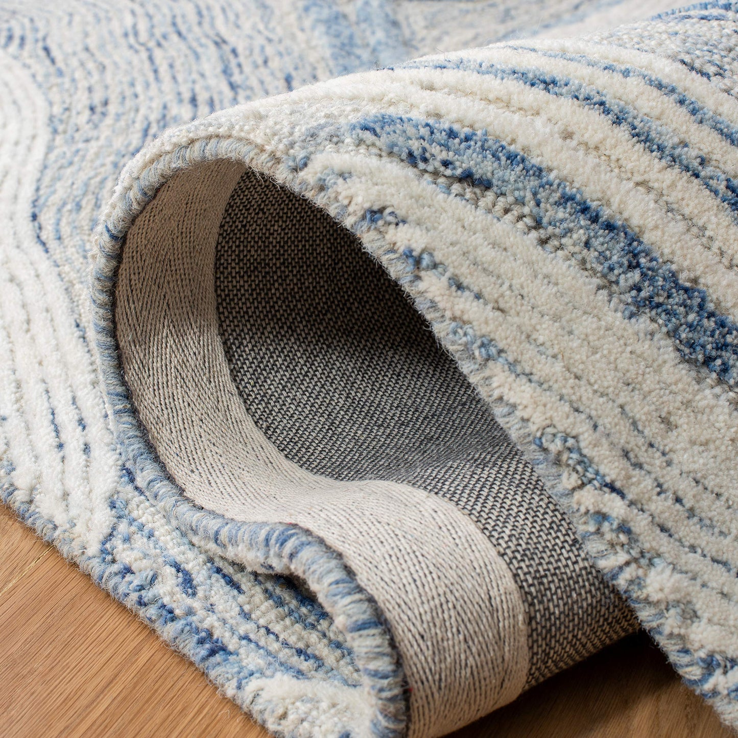 SAFAVIEH Fifth Avenue Collection 10' x 14' Blue/Ivory FTV121M Handmade Mid-Century Modern Abstract New Zealand Wool Living Room Dining Bedroom Area Rug