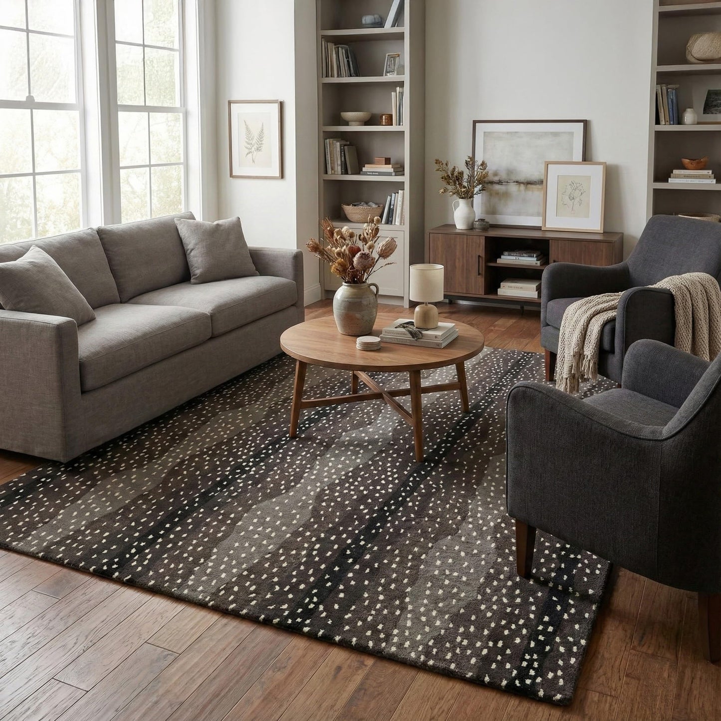 Restoration and Renovation Antelope Cheetah Blue Animal Contemporary Handmade 100% Woolen Area Rugs & Carpets (Mink, 8' x 10')