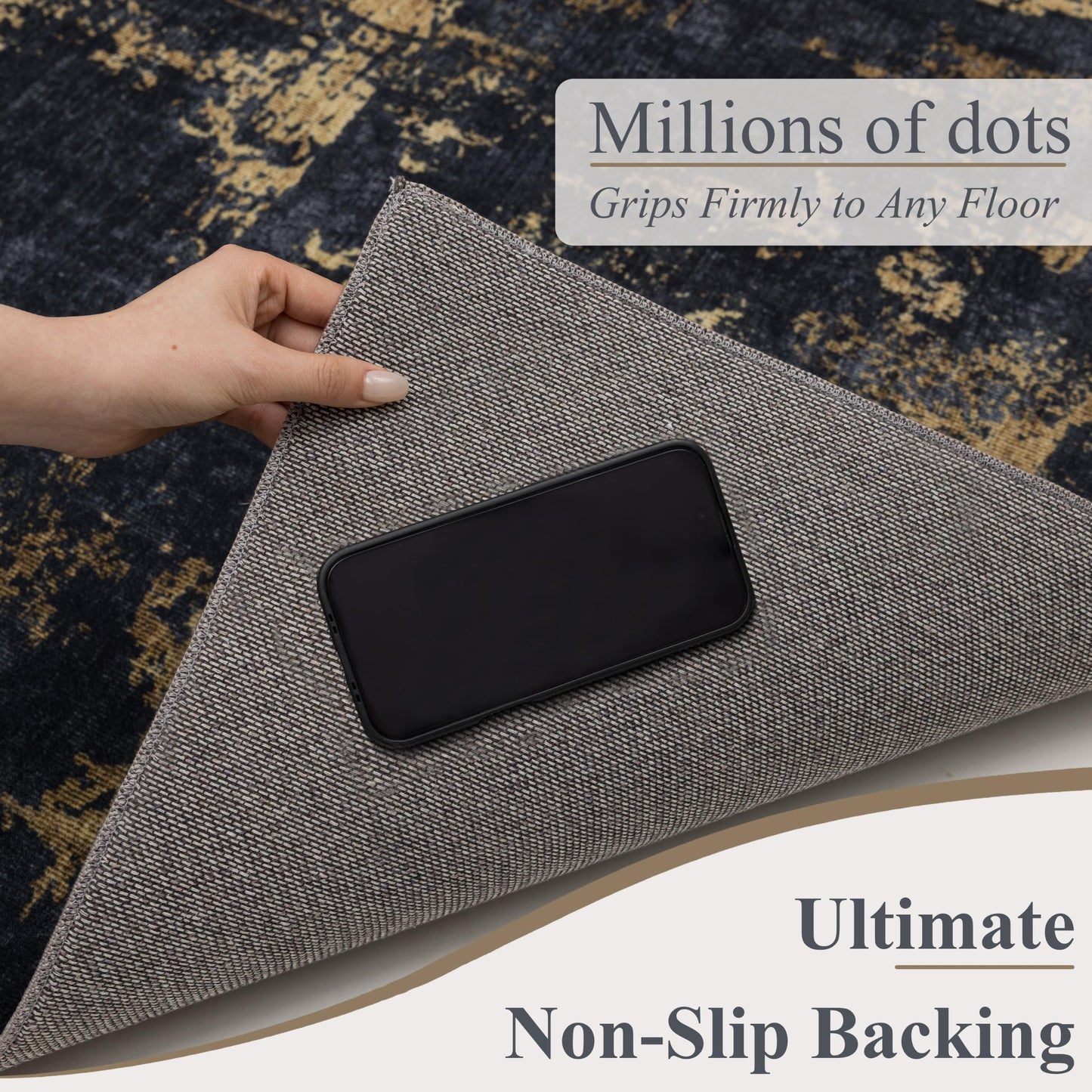 Sasttie 2x3 Throw Area Rug, Modern Abstract Small Rug, Black & Gold