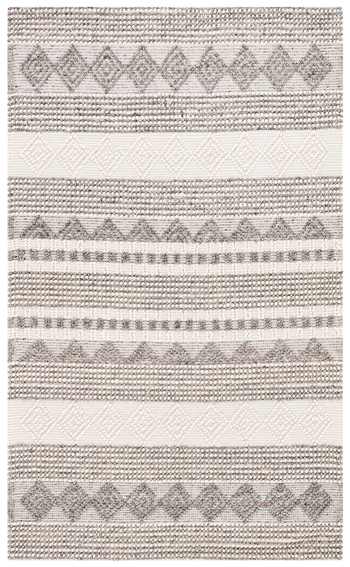 SAFAVIEH Natura Collection Area Rug - 5' x 8', Grey & Ivory, Handmade Moroccan Boho Tribal Wool & Cotton, Ideal for High Traffic Areas in Living Room, Bedroom (NAT102A)
