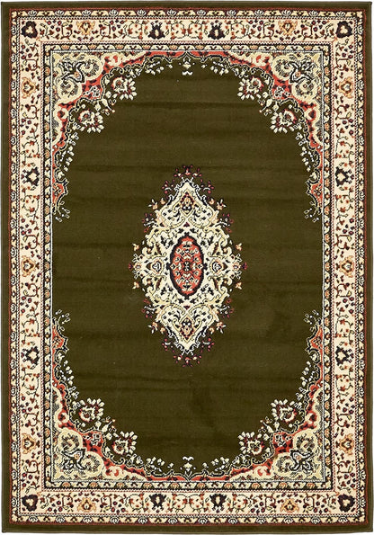 Unique Loom Reza Collection Traditional Persian Style Area Rug, 4 x 6 ft, Olive/Ivory
