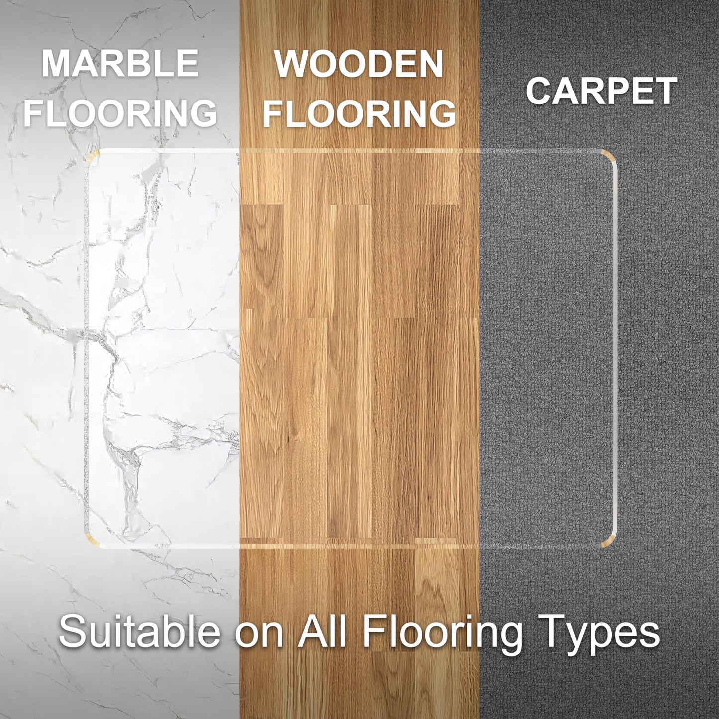 MESAILUP Beveled Edge Office Chair Mat for Carpet or Hardwood Floor 36" x 48" Clear Chair Mats for a Smooth Glide and Easy Roll On/Off, Heavy Duty and Non-Slip Pad Floor Ultimate Desk Chair Mat