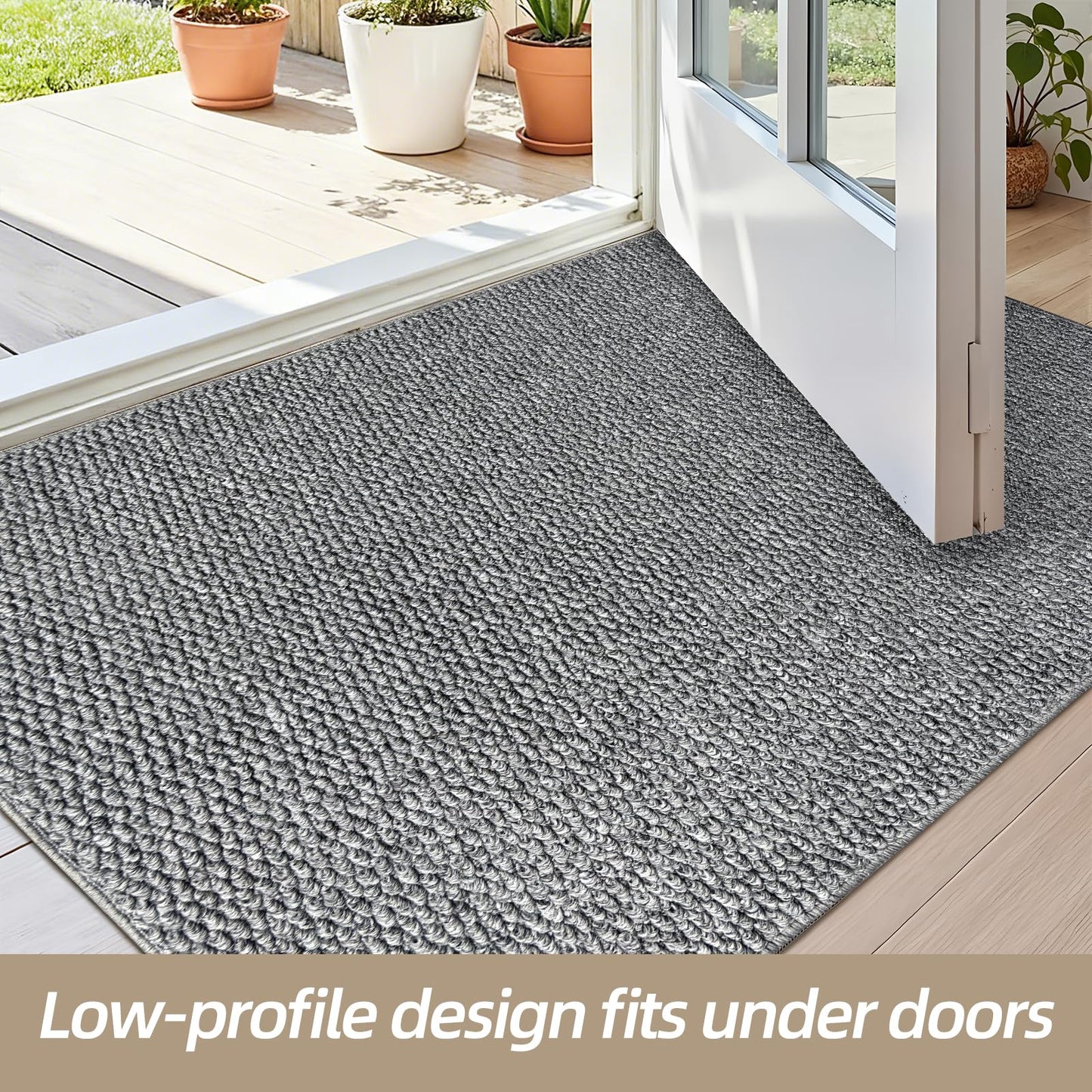 Indoor Door mat 32"x48", Dirt Trapper Door Mat, Non-Slip Washable Entrance Mat, Dirt Resistant and Absorbent Welcome Mat,Low-Profile Doormat for Entryways, Front Doors, and Indoor Entrances, Grey