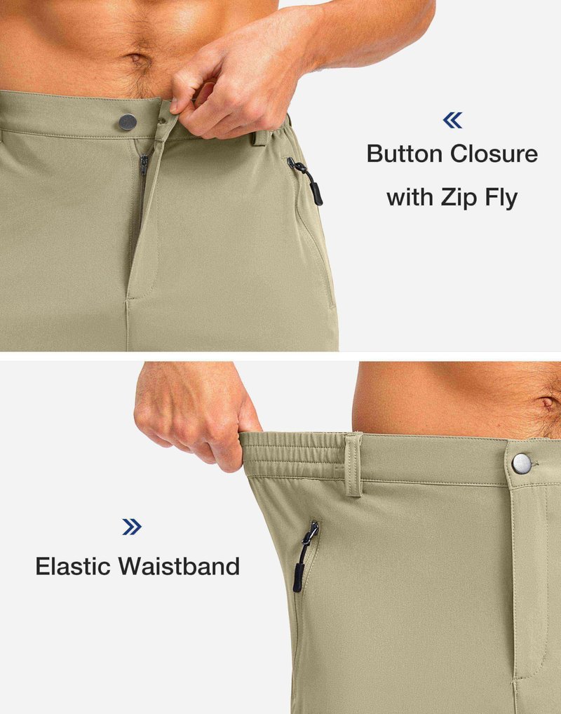 Pudolla Men's Hiking Shorts 11" Lightweight Cargo Work Shorts for Men Summer Travel Golf Casual Outdoor with 5 Pockets(Khaki XX-Large)