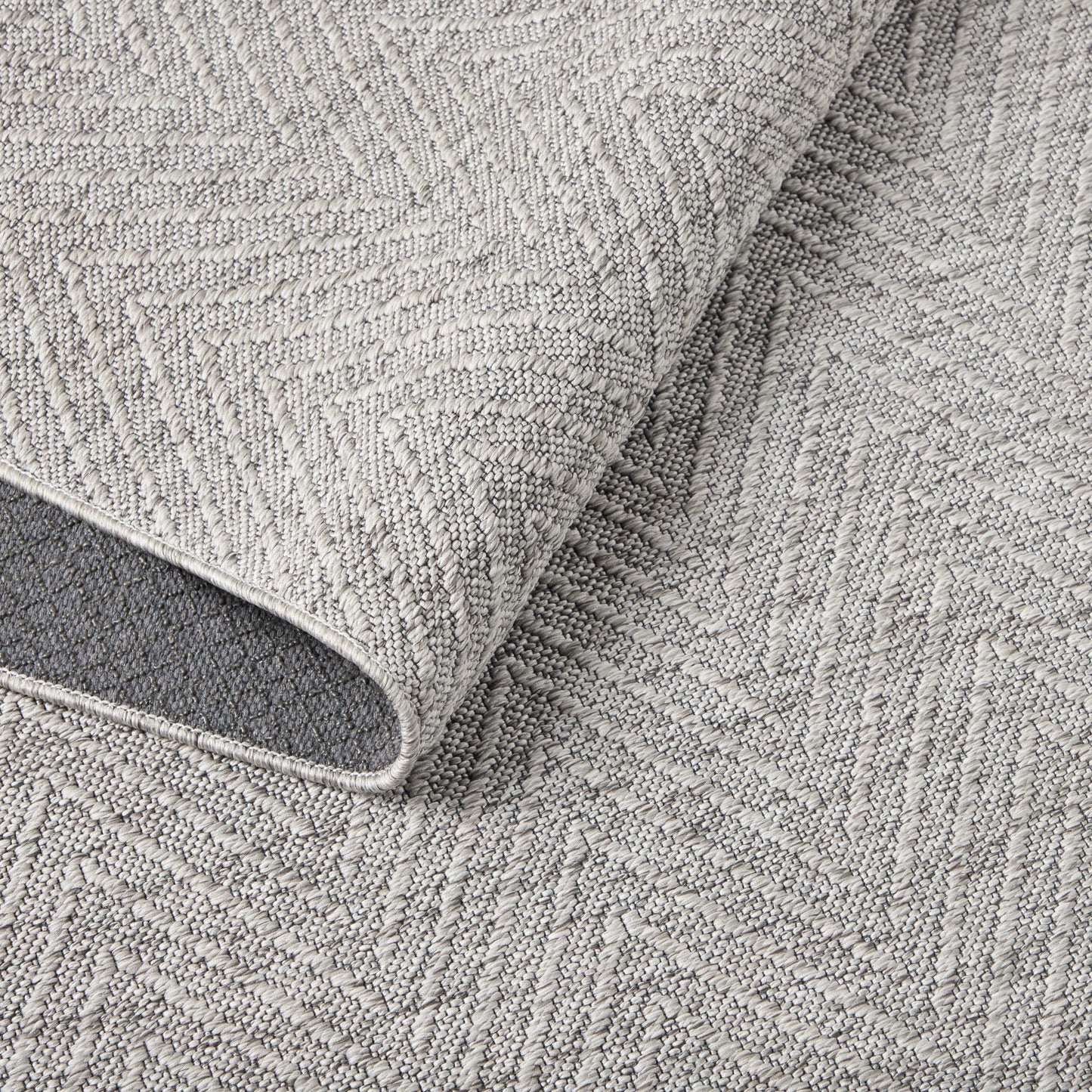 Town & Country Basics Pax Herringbone Textured Solid Everwash® Washable Area Rug, Low Pile, Non-Slip Backing, Easy Clean Pet & Family Friendly Rug, Grey, 5' Round