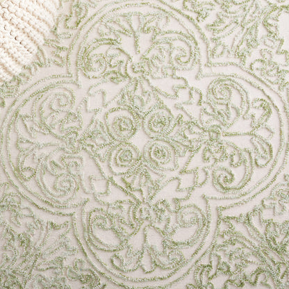 SAFAVIEH Trace Collection Accent Rug - 3' x 5', Ivory & Green, Handmade Wool, Ideal for High Traffic Areas in Entryway, Living Room, Bedroom (TRC101Y)