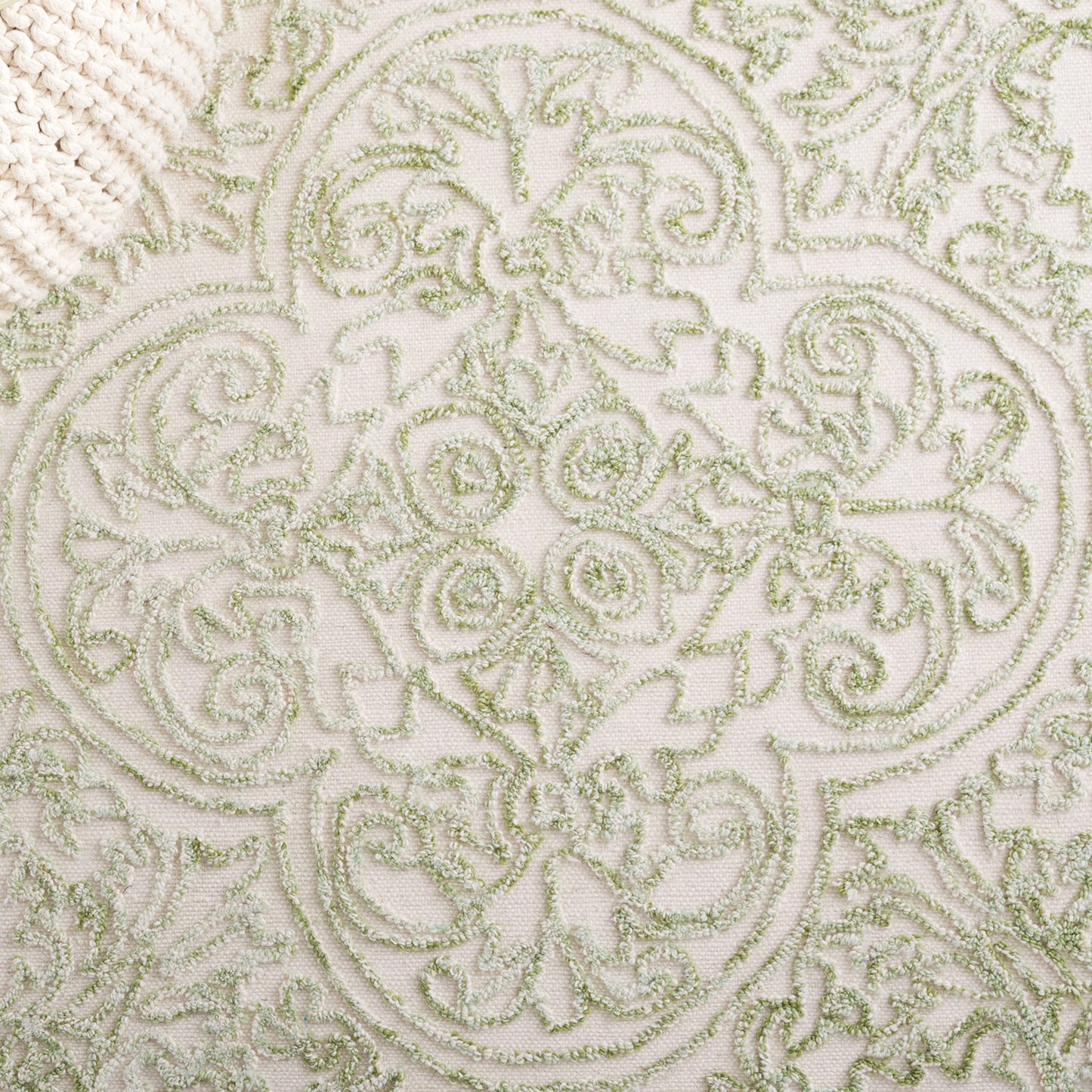 SAFAVIEH Trace Collection Runner Rug - 2'3" x 8', Ivory & Green, Handmade Wool, Ideal for High Traffic Areas in Living Room, Bedroom (TRC101Y)