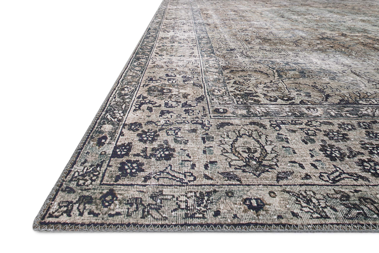 Loloi Layla Collection LAY-06 Taupe/Stone 7'-6" x 9'-6" .13" Thick Area Rug, Soft, Durable, Vintage Inspired, Distressed, Low Pile, Non-Shedding, Easy Clean, Printed, Living Room Rug