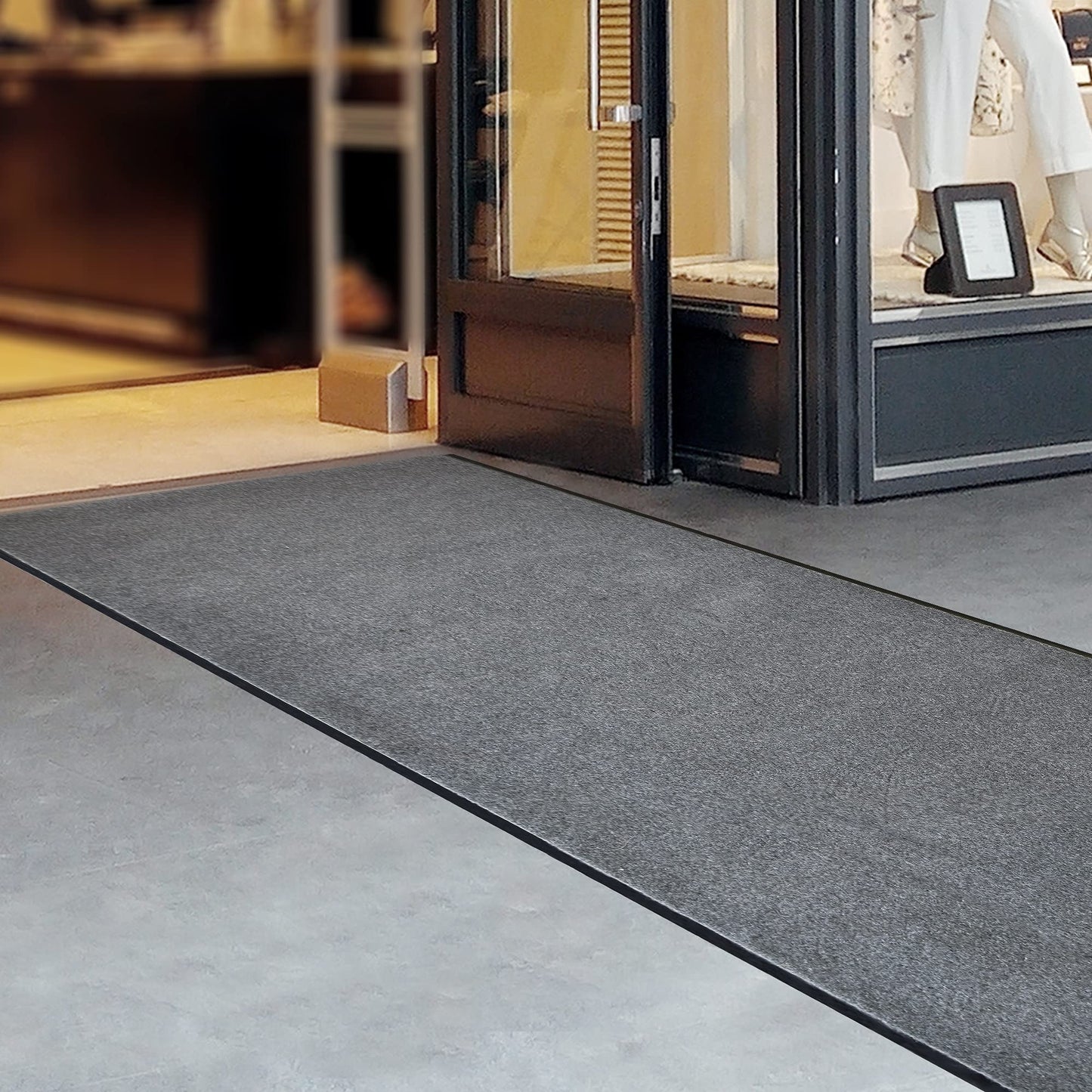 iCustomRug Heavy Duty Interior/Exterior Waterproof Utility Plush Pile Vinyl Back Runner,Mats,Area Rug, Non-Slip,70 Custom Sizes for Doorway,Balcony,Hallway,Commercial,Retail Space 3' X 10' Grey