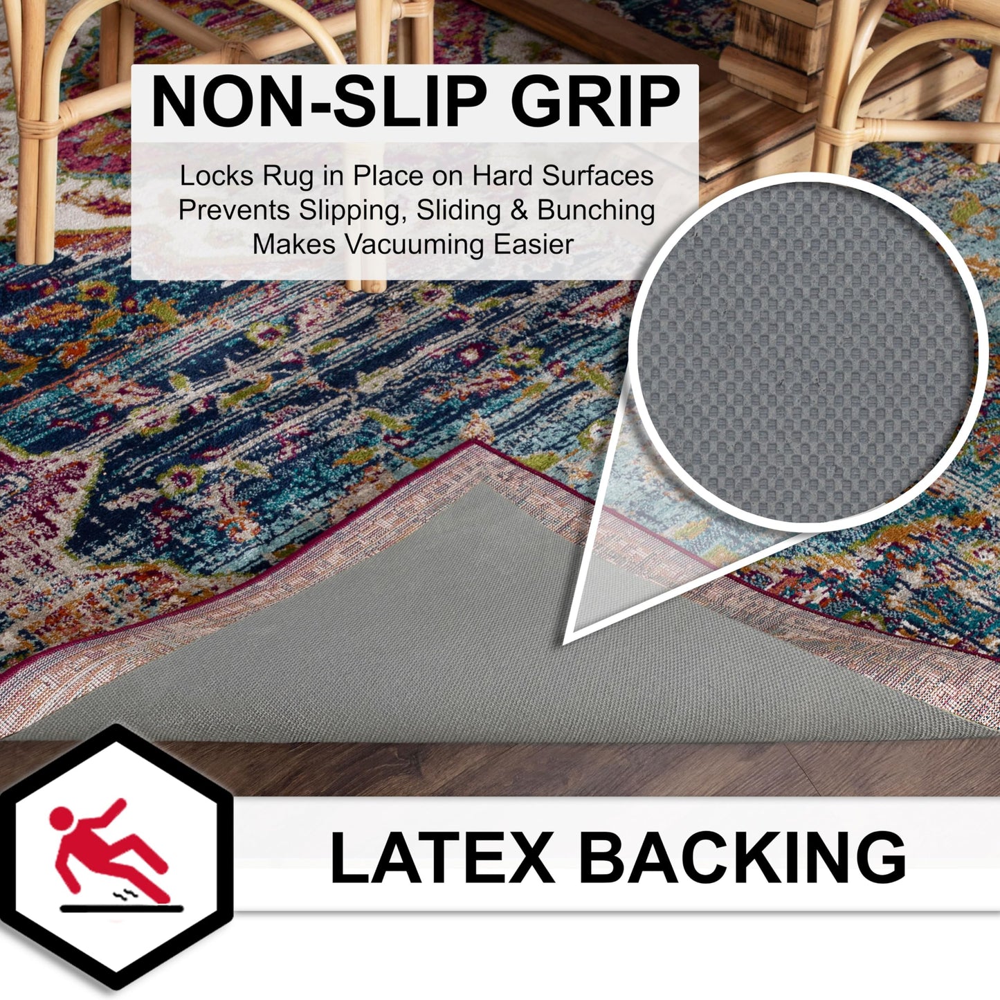 Mohawk Home 2’ x 3’ Non Slip Grip Rug Pad 1/8" Low Profile Felt Cushion + Rubber Gripper, Great For High Traffic Areas - Safe For All Floors