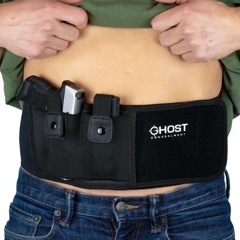 Belly Band Holster for Concealed Carry, Belly Gun Holster for Men Women, Waistband Holster, Airsoft Holster Fits Glock 19 17 42 43, Smith Wesson, Taurus, Ruger (M (40" and Under), Left)