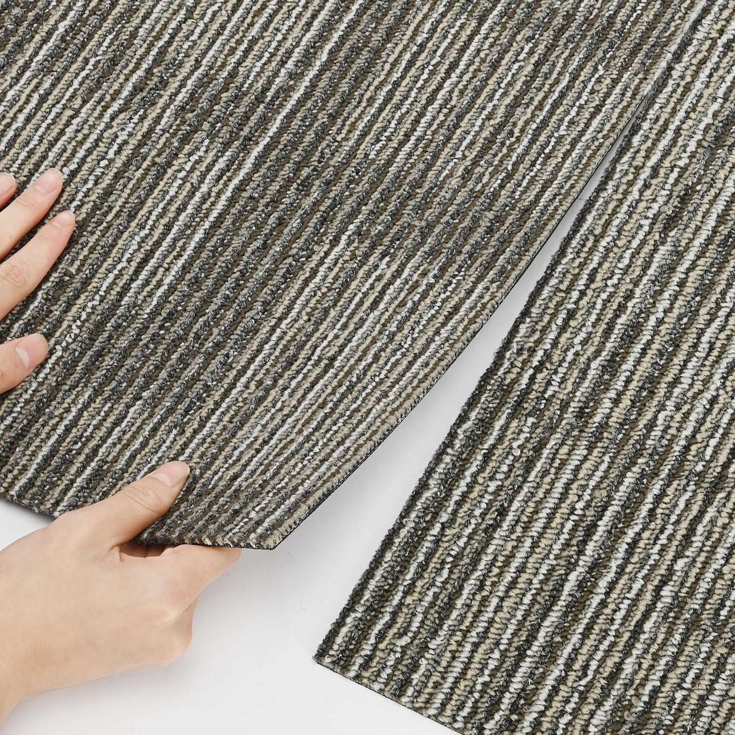 uyoyous 24 Pcs Commercial Carpet Tiles, 20'' x 20'' Twill Jacquard Carpet Squares with Non-Slip Backing, 64.58 Sq Ft Reusable Carpet Floor Tiles with Stickers for Home Office